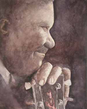 BB King and Lucille Illustration in watercolor and pencil